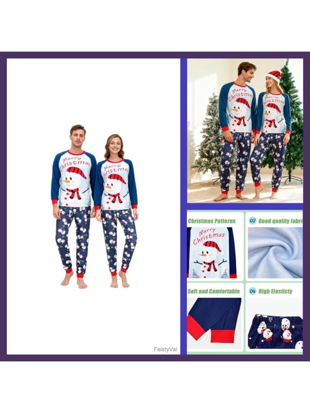 Christmas Couple Pajama Sets Long Sleeve Matching Holiday Sleepwear